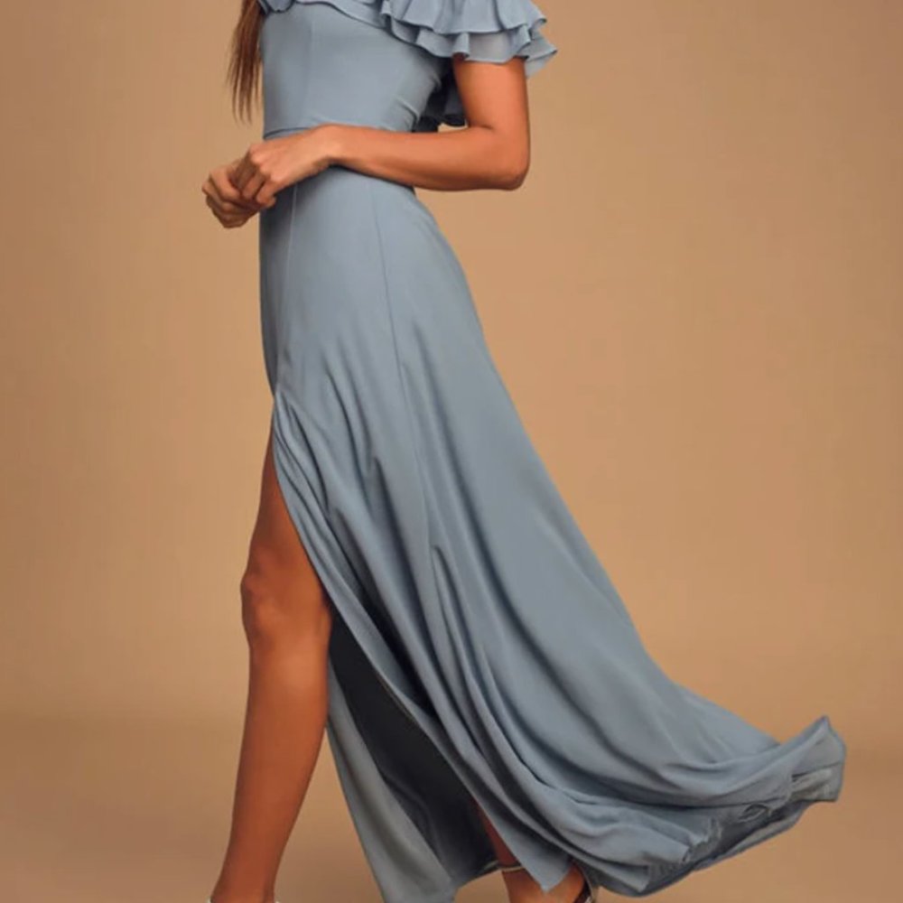 Lulus's Light Blue Off-The-Shoulder Maxi Dress